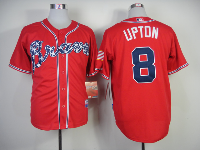 Men Atlanta Braves 8 Upton Red MLB Jerseys